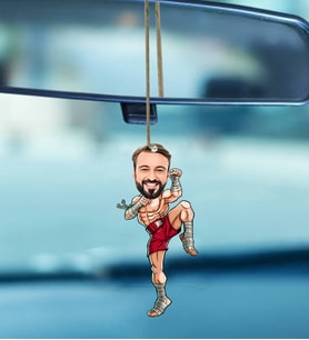 Kişiye Özel Kick Boxçu Tasarımlı Karikatür Araba Dikiz Ayna Süsü 112
