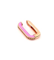 Lila neon mineli zirkon taş detaylı gümüş rose sıkıştırmalı kıkırdak küpe