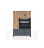 Hyperion Dolap 9 Raflı 5 Çekmeceli 3 Kapaklı 132x44x195 Antrasit-Çam/Antrasit