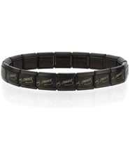 K. Atatürk İmzalı İtalyan Charm Unisex Çelik Bileklik 18cm scb54 (Siyah)