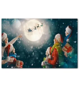 Cakatablo Dolunayda Noel Baba ve Geyiklerini İzleyenler