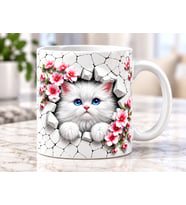 Kedi Baskılı 3D Tasarım Porselen Kupa Mug - Hediyelik Kupa Bardak