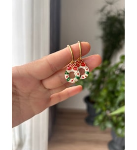 Yılbaşı temalı çelik küpe