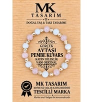 GERÇEK AYTAŞI VE GERÇEK PEMBE KUVARS KADIN BİLEKLİK MK.7000.003-ENERJİ VE STRES BİLEKLİĞİ