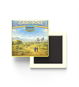 Retro Botsvana Gaborone Şehri Temalı Vintage Buzdolap Magneti – 9x9 cm