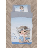 MEKTA HOME BEBEK VE ÇOCUK ODASI Romantic Girl Desenli Mavi Nevresim Takımı