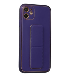 Newface Apple iPhone 12 Kılıf Coco Deri Standlı Kapak - Mor
