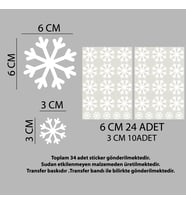 Beyaz Kar Tanesi Cam Sticker Yılbaşı Dekoru/Sticker-Kartanesi Cam Vitrin Süsleme Etiket 34 adet-KRTNS2