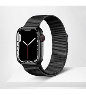 Apple Watch 7 41mm Uyumlu Kordon Hasır Metal Mıknatıslı Örgü Zore KRD-01 Kayış (Gece Mavisi)