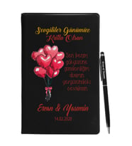 Sevgililer Gününe Özel Siyah Defter Kalem Seti 27