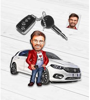 Kişiye Özel Araba Temalı Karikatür Ahşap Anahtarlık