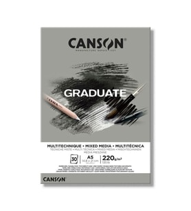 Canson Graduate Mixed Media Grey Çok Amaçlı Blok 220 gr. A5 30 yp. 