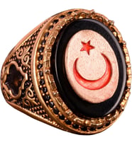 Hilal Yıldız Türk Erkek Yüzüğü, Ay ve Yıldız Gümüş Yüzük, 925 Ayar Gümüş Yüzük