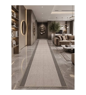 Halı Safir 0129 Kahve Kaymaz Taban Salon Hol, Koridor Mutfak Yıkanabilir Jel Kesme Yolluk Halı