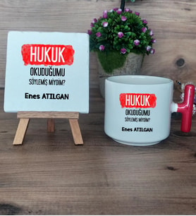  Hukuk Okuduğumu Söylemiş Miydim  Hediye Seti Kupa Bardak T Kulplu ve Dekoratif Taş Hukuk Öğrencisine Hediye (Model 1)