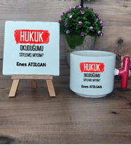  Hukuk Okuduğumu Söylemiş Miydim  Hediye Seti Kupa Bardak T Kulplu ve Dekoratif Taş Hukuk Öğrencisine Hediye (Model 1)