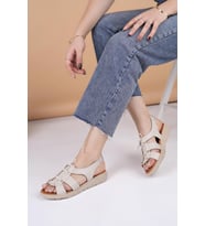 Nesil Shoes Mv 072 Krem Anatomik Kadın Sandalet