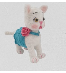 Süslü Maviş Kedicik Amigurumi Organik Oyuncak
