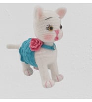 Süslü Maviş Kedicik Amigurumi Organik Oyuncak