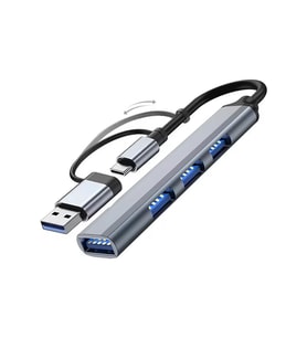 TAPLIN 2 In 1 Adaptör 4 Port Type C USB 3.0 Hub  USB 3.0 Adapter Type-C Çevirici USB Hub (Siyah)