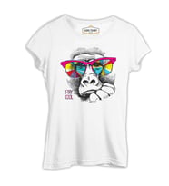 Stay Cool - Maymun Beyaz Kadın Tshirt