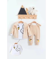 Peluş Hırkalı 3 Lü Kız Bebek Takım
