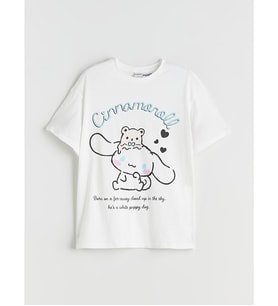 LCW Kids Beyaz Bisiklet Yaka Cinnamoroll Baskılı Kız Çocuk Tişört