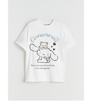 LCW Kids Beyaz Bisiklet Yaka Cinnamoroll Baskılı Kız Çocuk Tişört