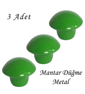 3 Adet Yeşil Mantar Düğme Kulp Çocuk Bebek Mobilya Çekmece Dolap Kapak Kulbu Metal Kulp Aksesuarları Vidalı