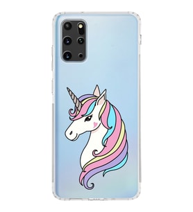 Samsung Galaxy S20 Plus Uyumlu Kamera Korumalı Kapak Unicorn Tasarımlı  Şeffaf  Kılıf
