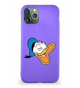 Apple iPhone 11 Pro Soft Premier Kapak Donald Duck-E Tasarımlı Silikon Kılıf - Mor (Şeffaf)