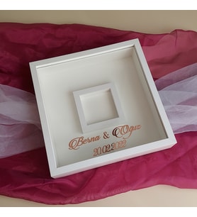 35x35 Cm  Fotoğraf Bölümlü Tasarım Gül Kutusu Anı Çerçevesi! Ayna Çerçeve!(Fotoğraf Hediye)
