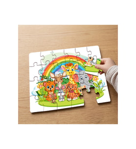 Sevimli Hayvanlar Tasarımlı 24 Parça Ahşap Çocuk Puzzle MPK0409