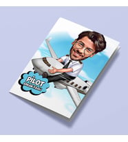 Kişiye Özel Erkek Pilot Karikatürlü Tebrik Kartı