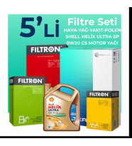 Filtron Fiat Egea 1.3 Dizel Filtre Bakım Seti Shell Motor Yağlı (2019-2023) 5 Li