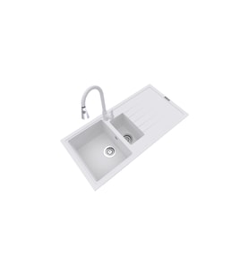 POLEX Cristalüx Granit Eviye P-01+Spiralli Beyaz