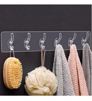 6'lı Yapışkanlı Şeffaf Duvar Askısı Banyo Mutfak Düzenleyici Askı Pratik Kanca