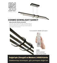 Cosmo Silver Lineer LED Sarkıt Avize – Kumandalı Dim Edilebilir – Aşağı Işık
