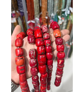 Mercan Doğal Taş Parlak Kırmızı Silindir 12x16mm Dizi