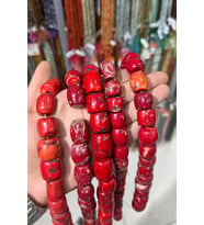 Mercan Doğal Taş Parlak Kırmızı Silindir 12x16mm Dizi