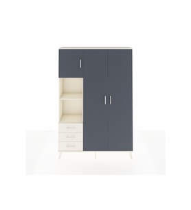 Arges Dolap 6 Raflı 3 Çekmeceli Tek Askılı 132x30x195 Aytaşı-Antrasit/Aytaşı