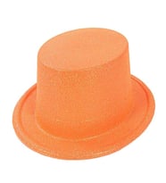 Floresan Turuncu Renk Simli Uzun Fötr Melon Şapka 12 Cm