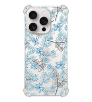 PrintiFy Apple iPhone 15 Pro Max (Kamera Açık) Uyumlu Köşe Korumalı Floral Mavi Kılıf