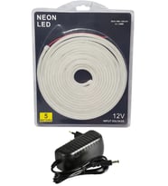 5 Metre 12 Volt 6x12 mm Esnek Neon Led 6500K Beyaz 3A Plastik Adaptör Set