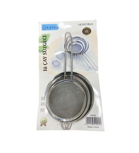 3'li Metal Süzgeç 14-16-18 cm