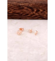 Ay Yıldız Rose Gümüş Tasarım Mini Küpe 4342