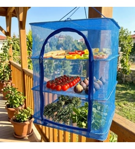 3 Katlı Fermuarlı Sebze Meyve Kurutucu File – 45x45 cm Katlı Askılı Kurutma Filesi (56 cm Uzunluk)
