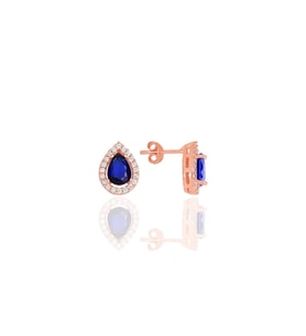 Söğütlü Silver Gümüş rose safir taşlı damla modeli küpe