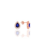 Söğütlü Silver Gümüş rose safir taşlı damla modeli küpe
