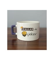 Krallar Da Nah Çeker Baskılı Mor Kulplu Kare Kupa - Komik Hediye Bardak Fincan Mug